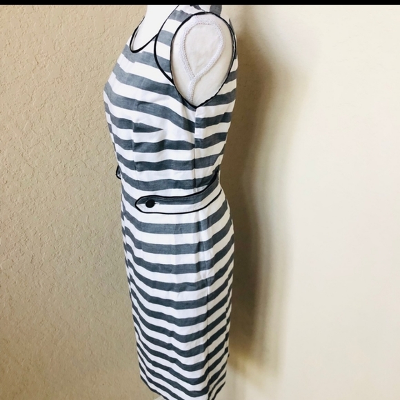 Banana Republic stripe sheath dress size 2 grey/wh - Picture 3 of 9